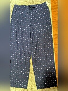 Women's Navy Floral Lounge Pajama Pants W Pockets